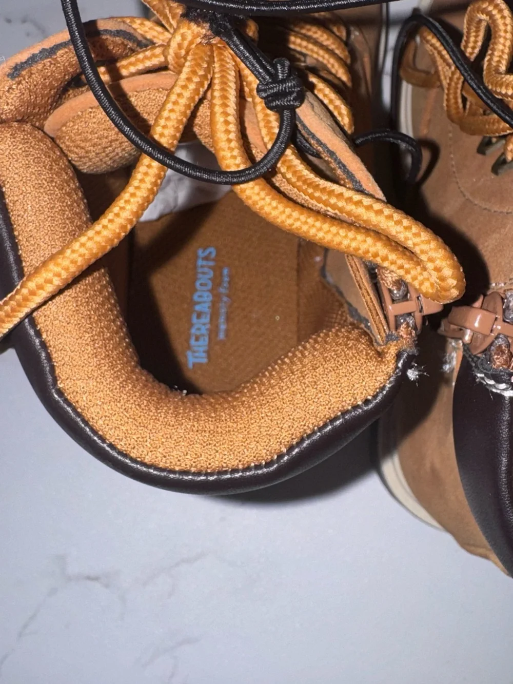 Kids Suede Lace-Up Ankle Boots in Tan with Brown Collar